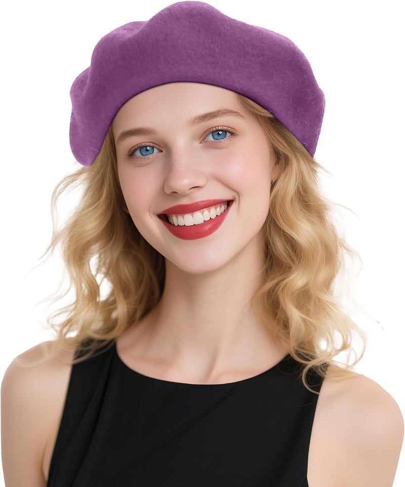 CKYPTFK Beret Hats for Women Holiday Wool French Style-Black/Red Church Hat-Clueless Outfit & Men's Beret - Image 1